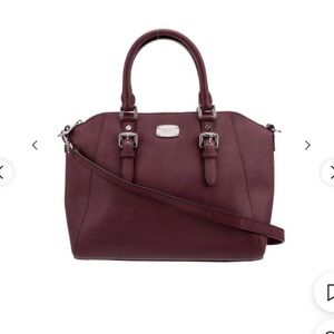 Michael Kors Ciara Merlot Satchel Saffiano Leather